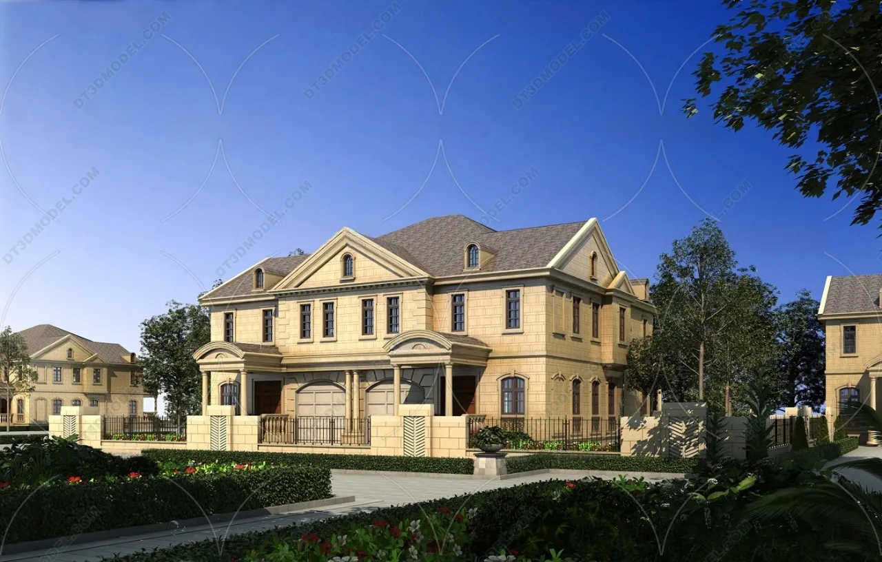Europe Style Villa 3D Model – 3D Blocks – 023 – VRAY