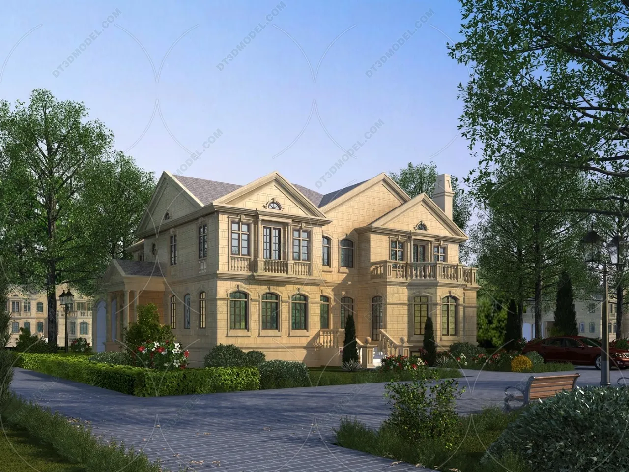 Europe Style Villa 3D Model – 3D Blocks – 024 – VRAY