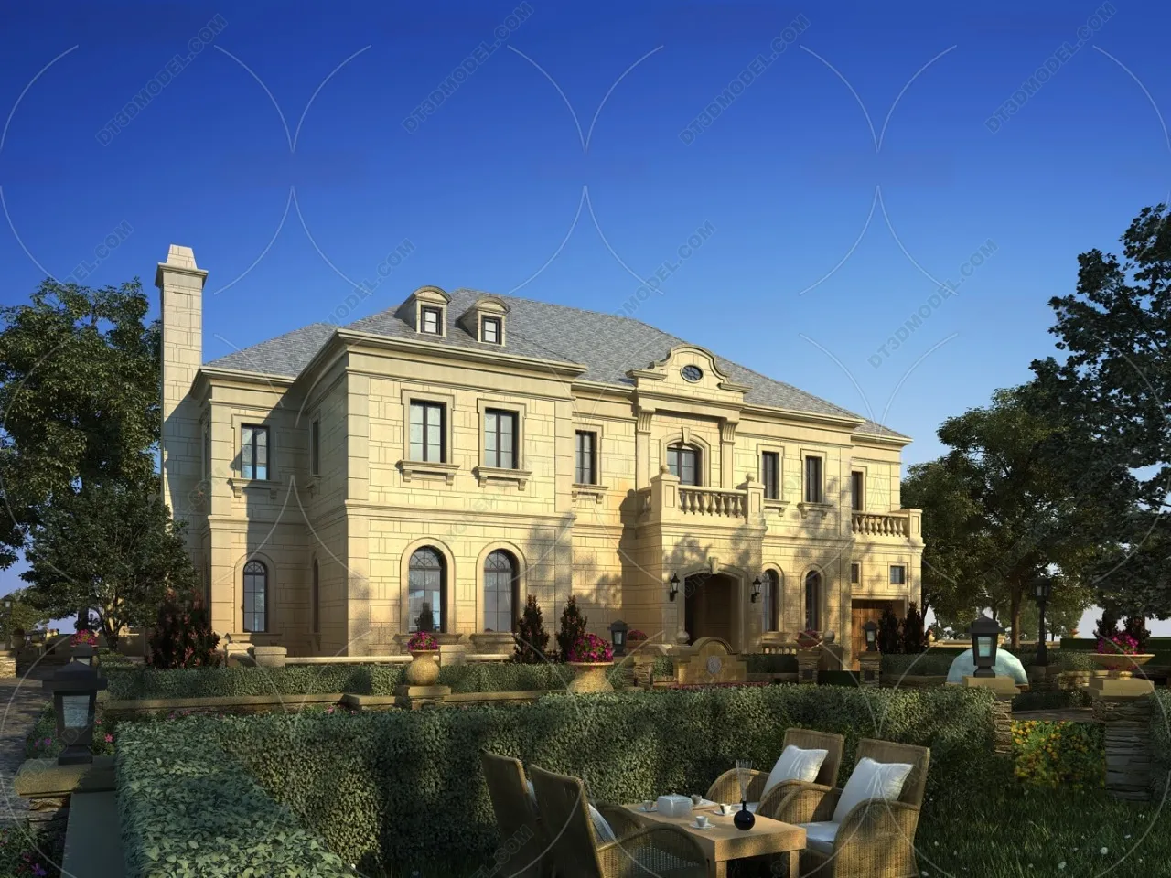 Europe Style Villa 3D Model – 3D Blocks – 025 – VRAY