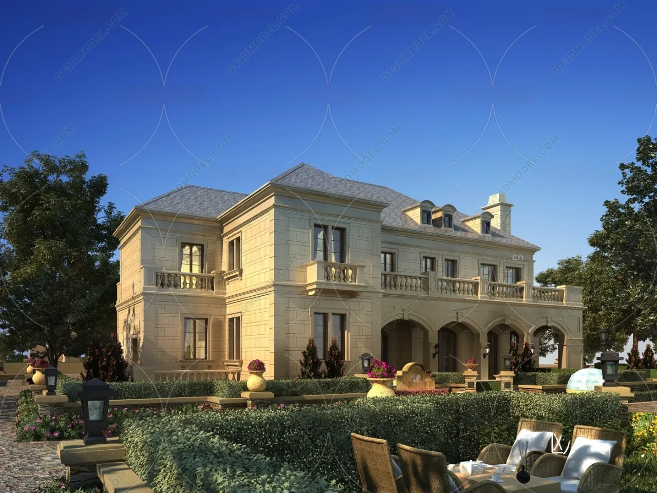 Europe Style Villa 3D Model – 3D Blocks – 026 – VRAY