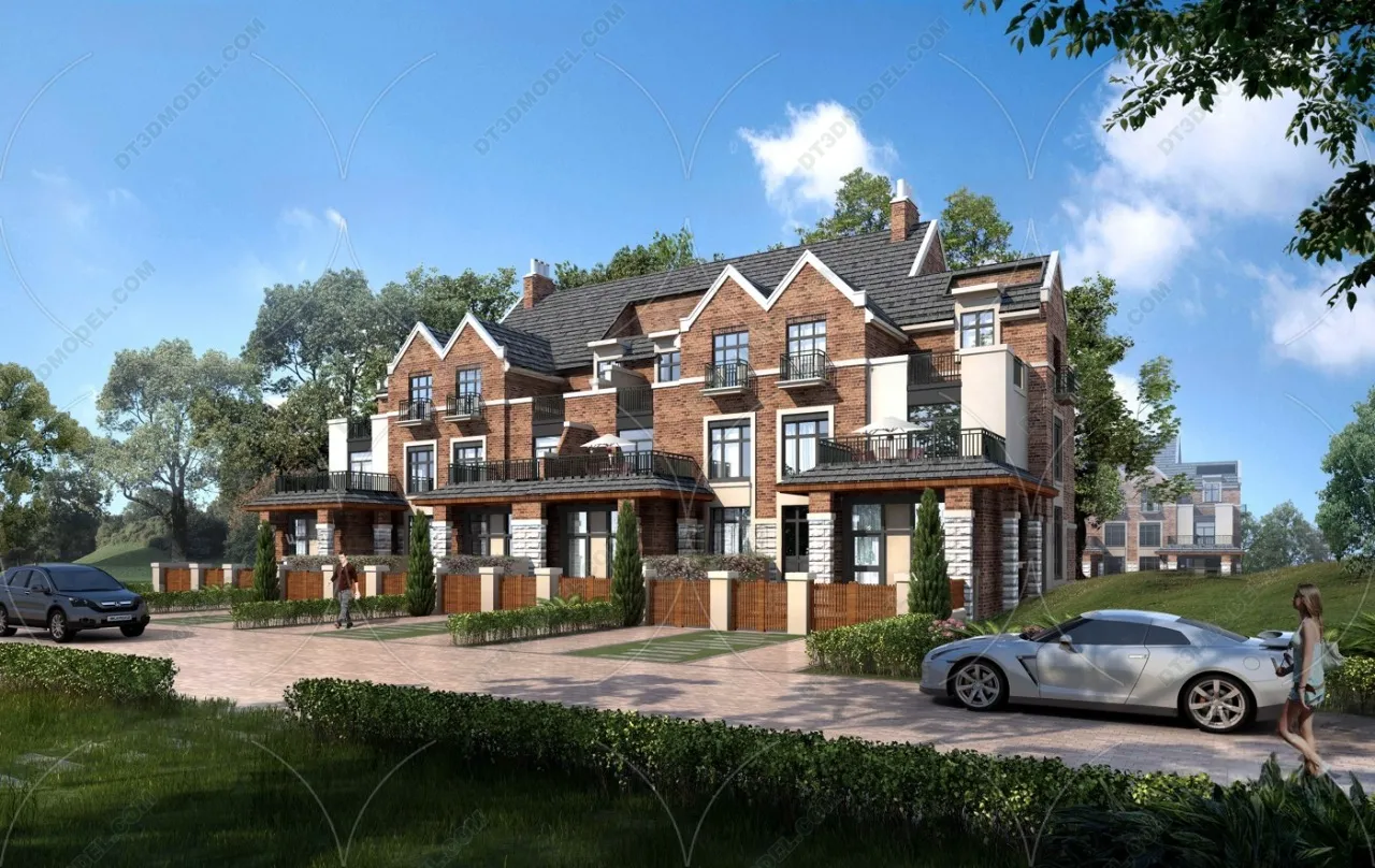 Europe Style Villa 3D Model – 3D Blocks – 032 – VRAY