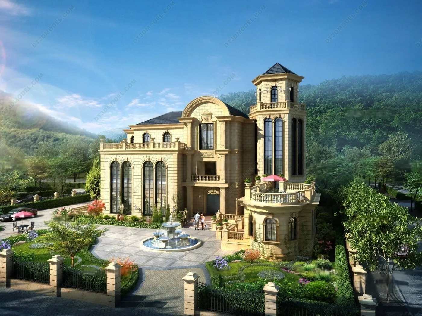 Europe Style Villa 3D Model – 3D Blocks – 035 – VRAY