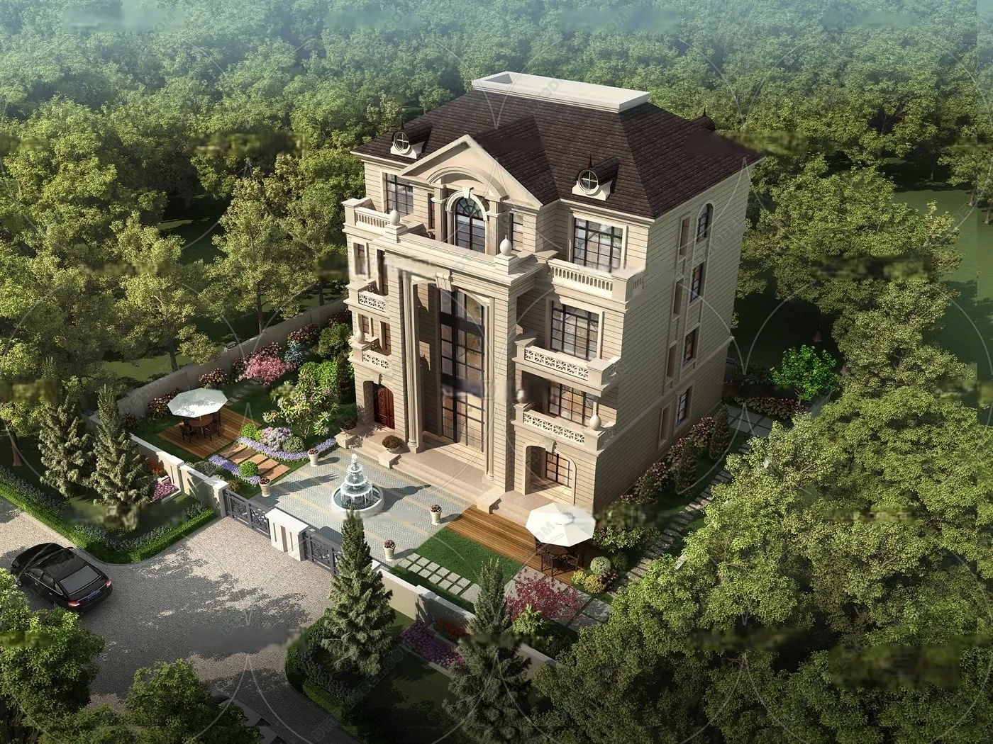 Europe Style Villa 3D Model – 3D Blocks – 036 – VRAY