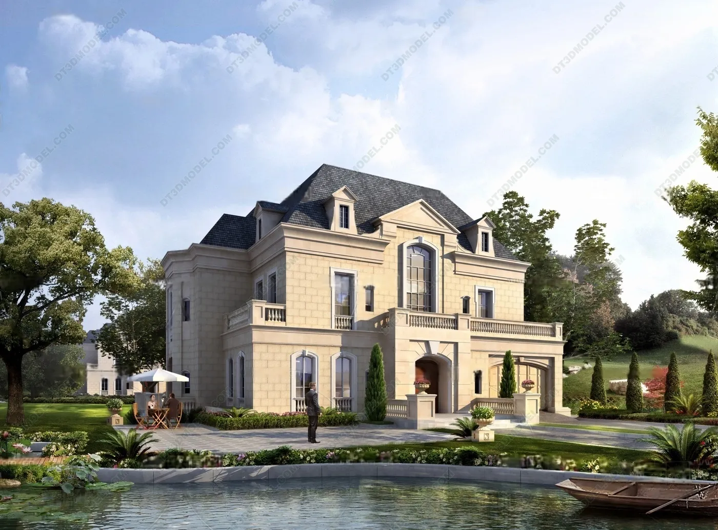 Europe Style Villa 3D Model – 3D Blocks – 037 – VRAY