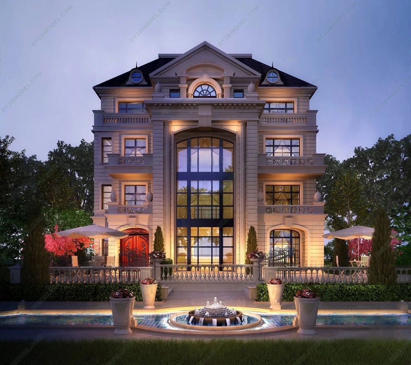 Europe Style Villa 3D Model – 3D Blocks – 038 – VRAY