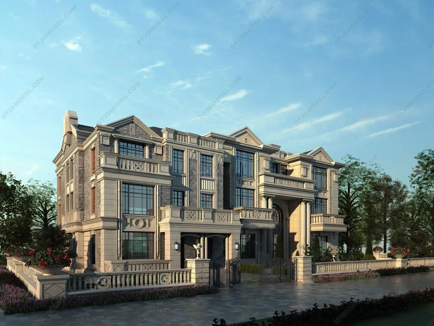 Europe Style Villa 3D Model – 3D Blocks – 042 – VRAY