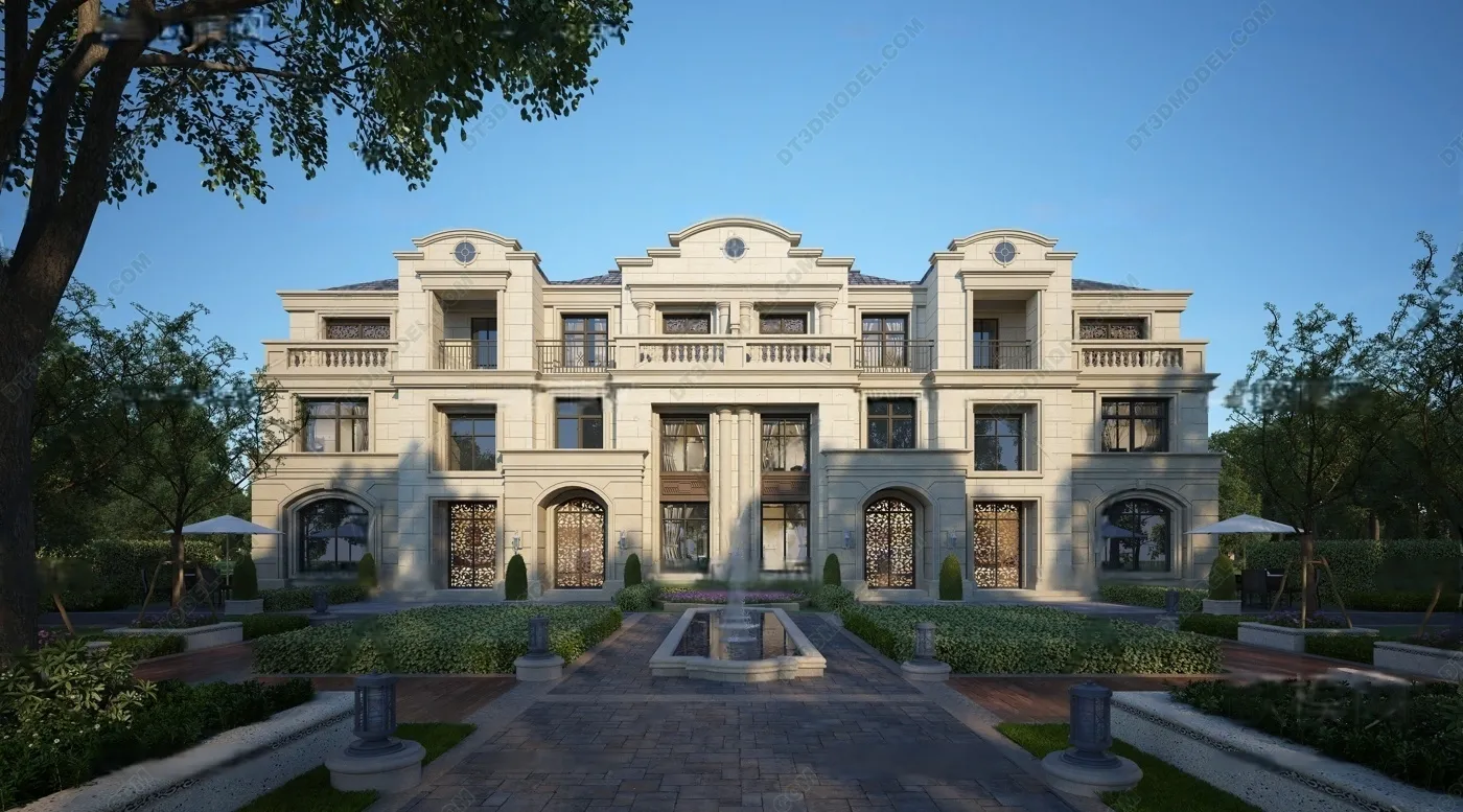 Europe Style Villa 3D Model – 3D Blocks – 044 – VRAY