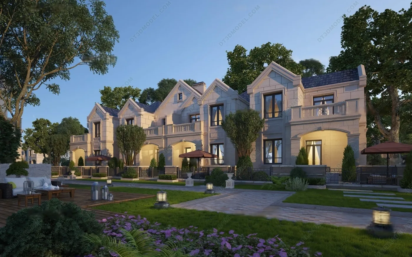 Europe Style Villa 3D Model – 3D Blocks – 045 – VRAY