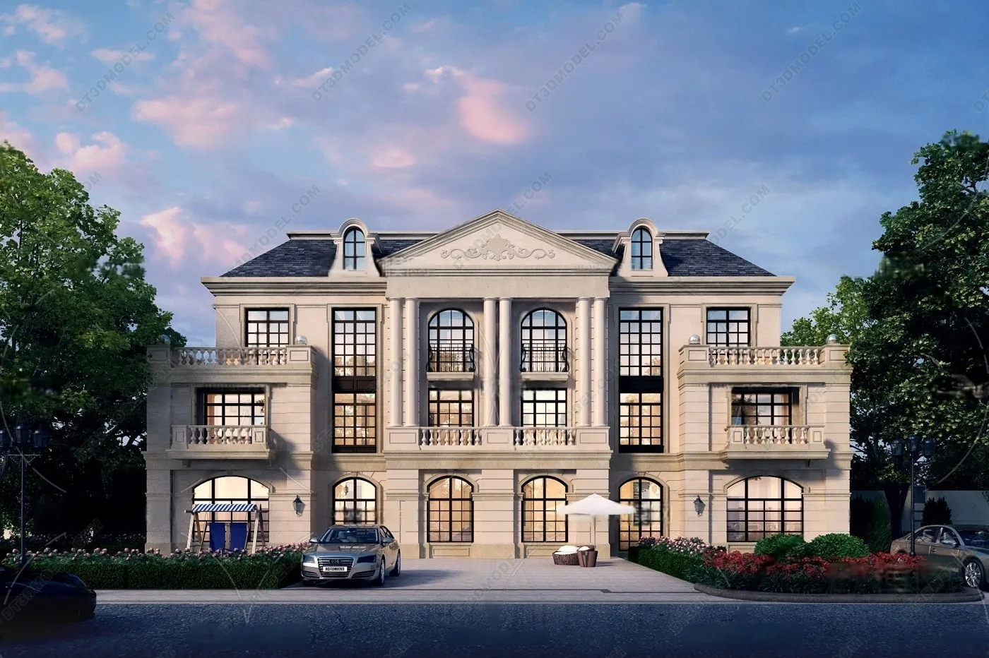 Europe Style Villa 3D Model – 3D Blocks – 047 – VRAY