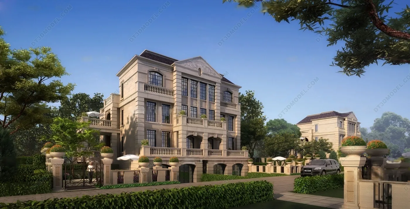 Europe Style Villa 3D Model – 3D Blocks – 052 – VRAY