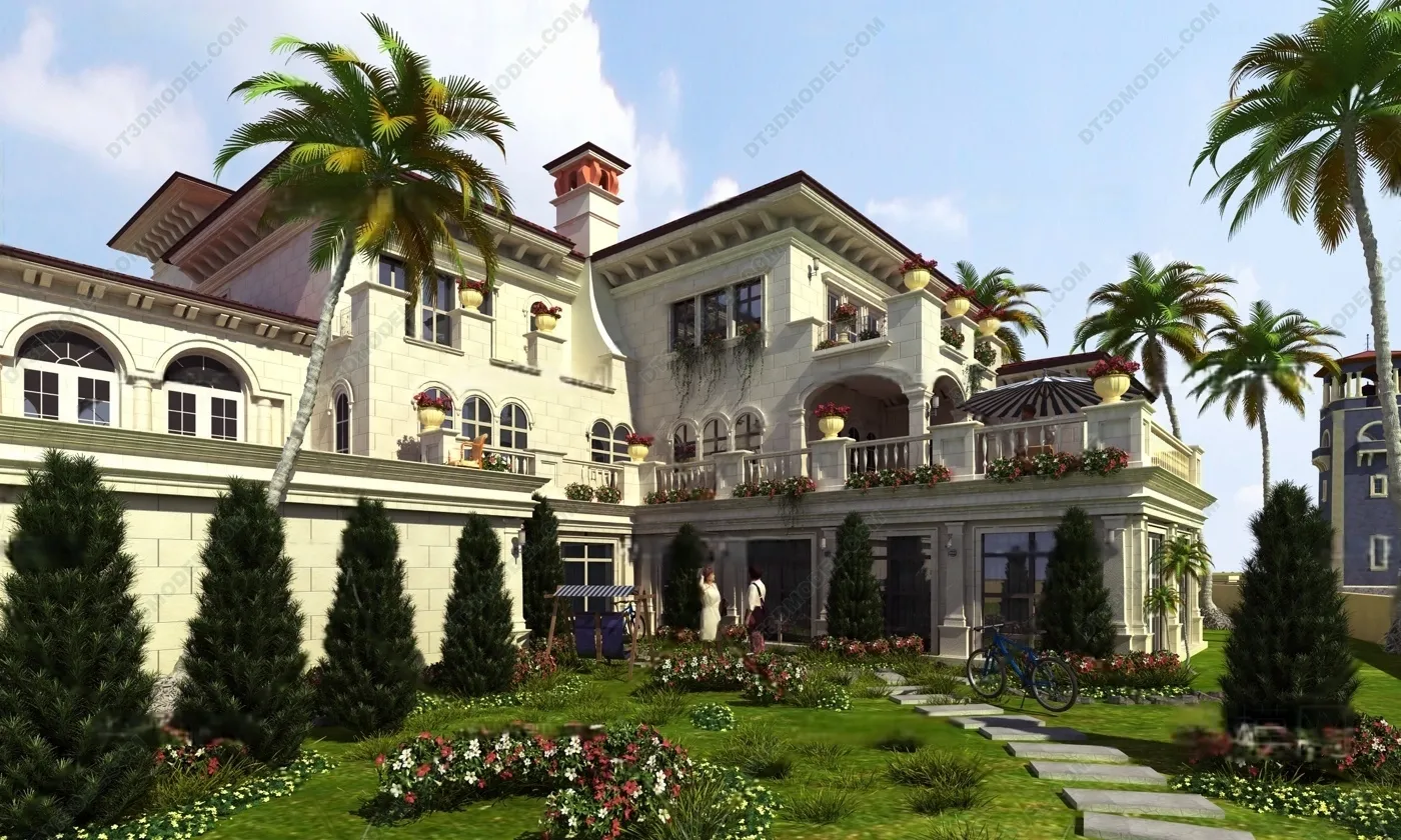 Europe Style Villa 3D Model – 3D Blocks – 054 – VRAY