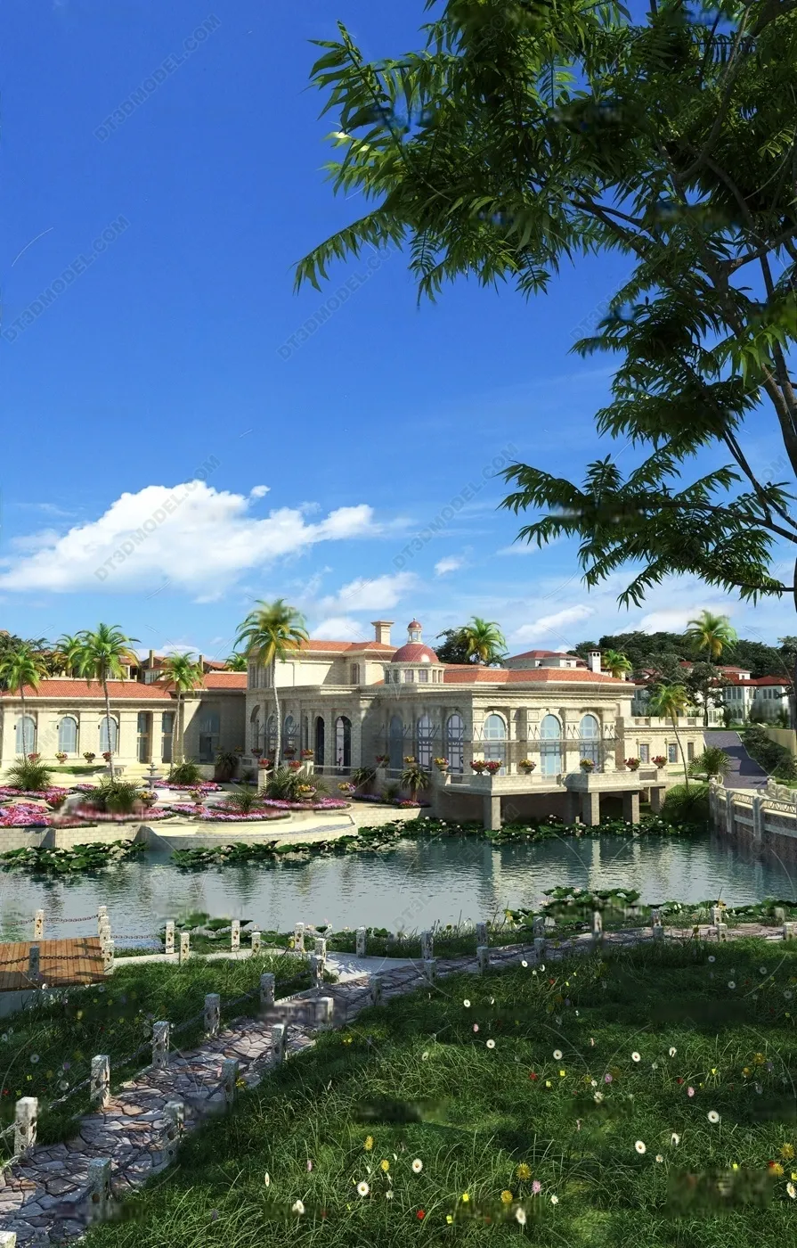 Europe Style Villa 3D Model – 3D Blocks – 055 – VRAY