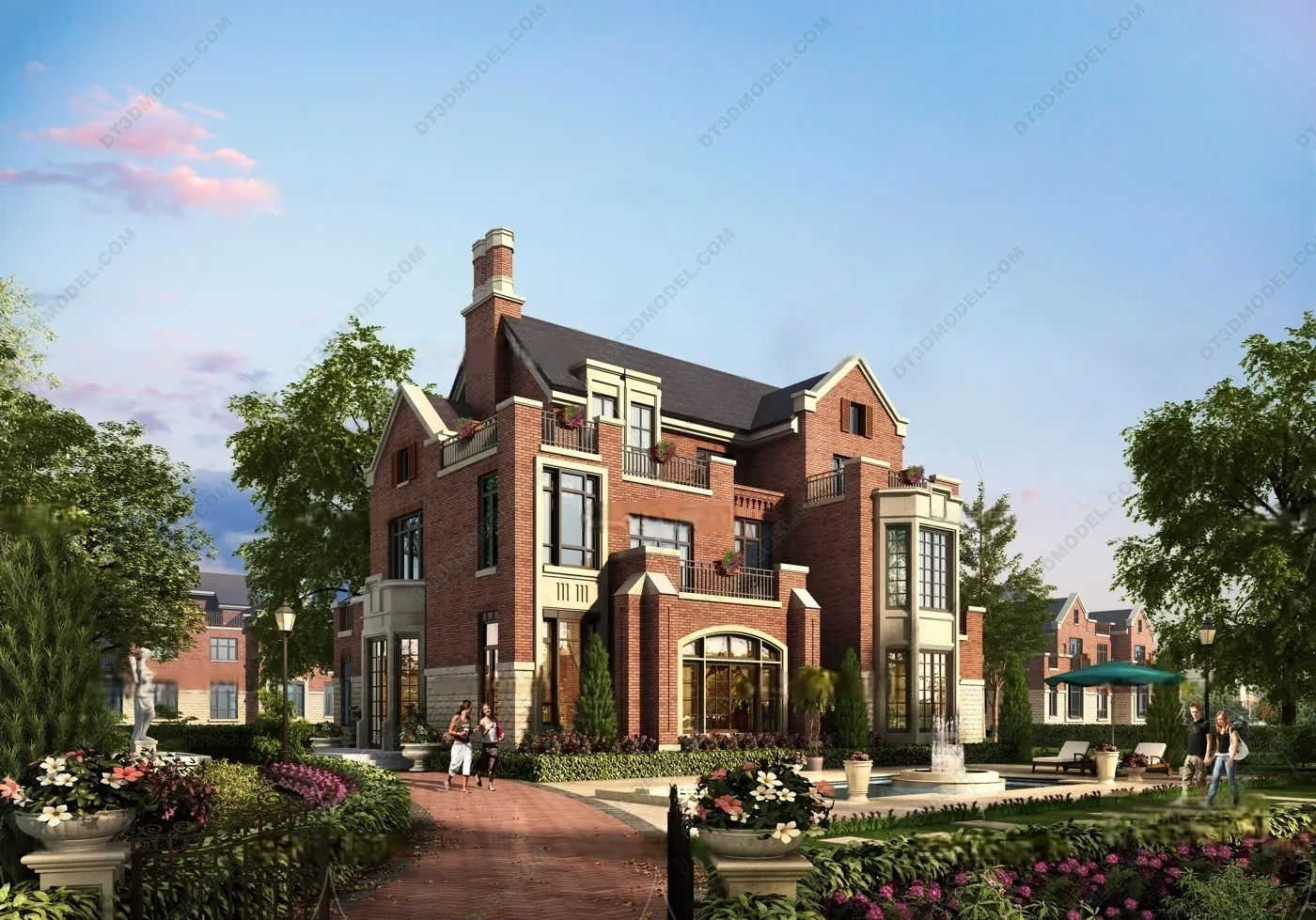 Europe Style Villa 3D Model – 3D Blocks – 058 – VRAY