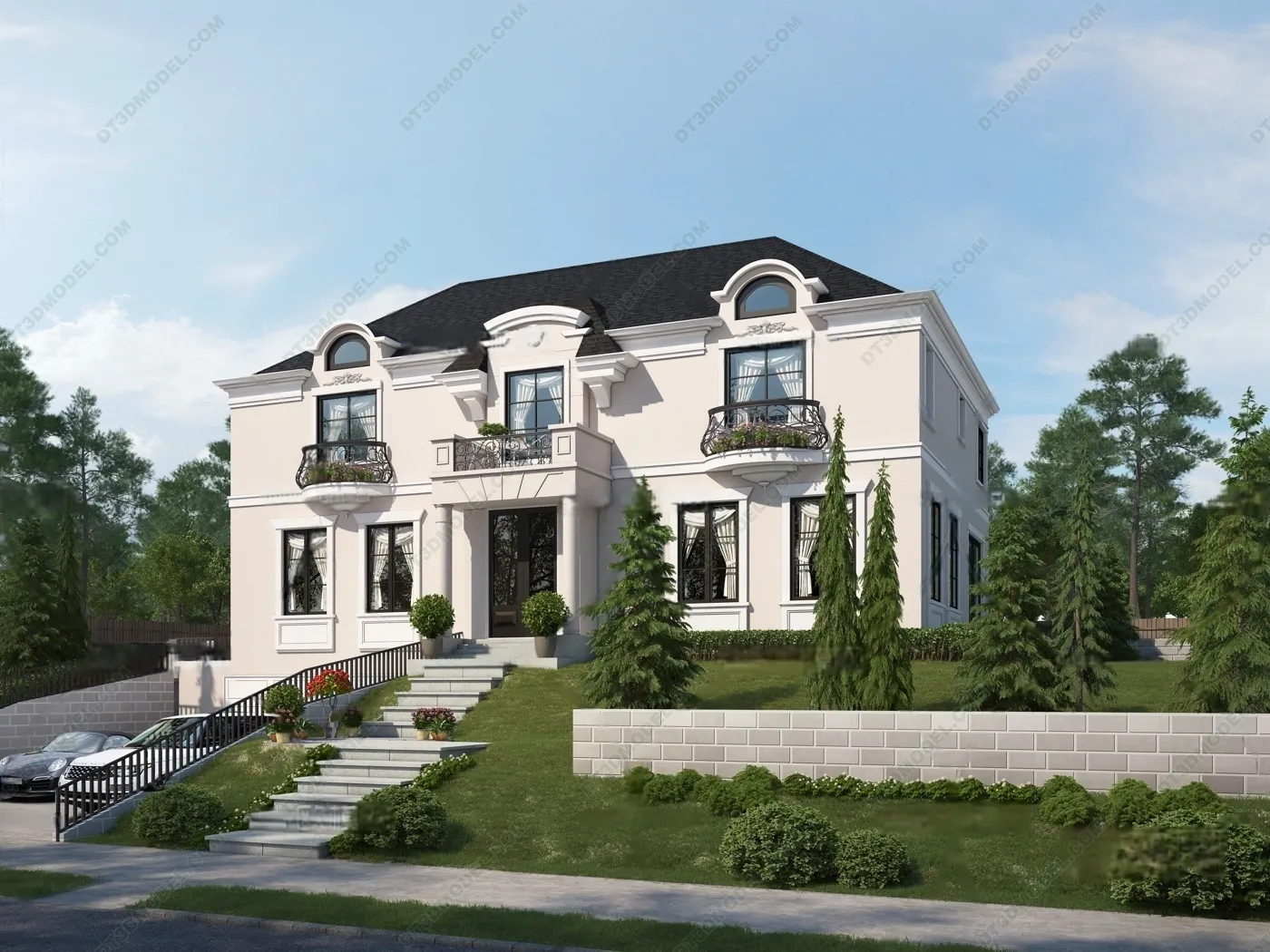 Europe Style Villa 3D Model – 3D Blocks – 061 – VRAY