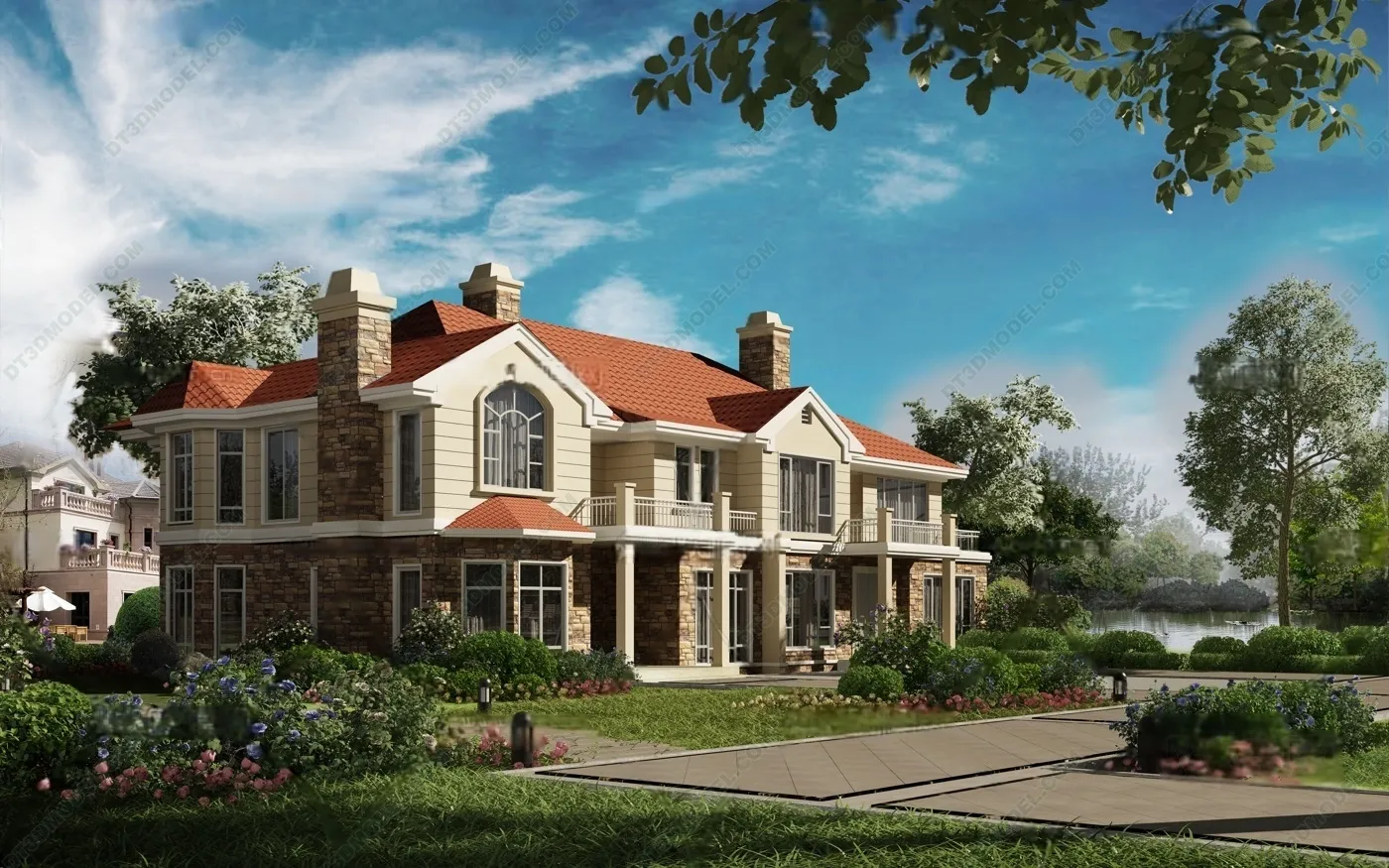 Europe Style Villa 3D Model – 3D Blocks – 063 – VRAY