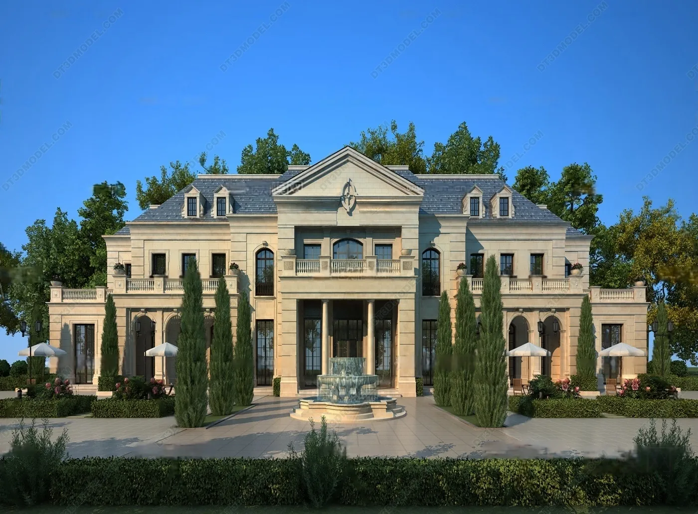 Europe Style Villa 3D Model – 3D Blocks – 064 – VRAY