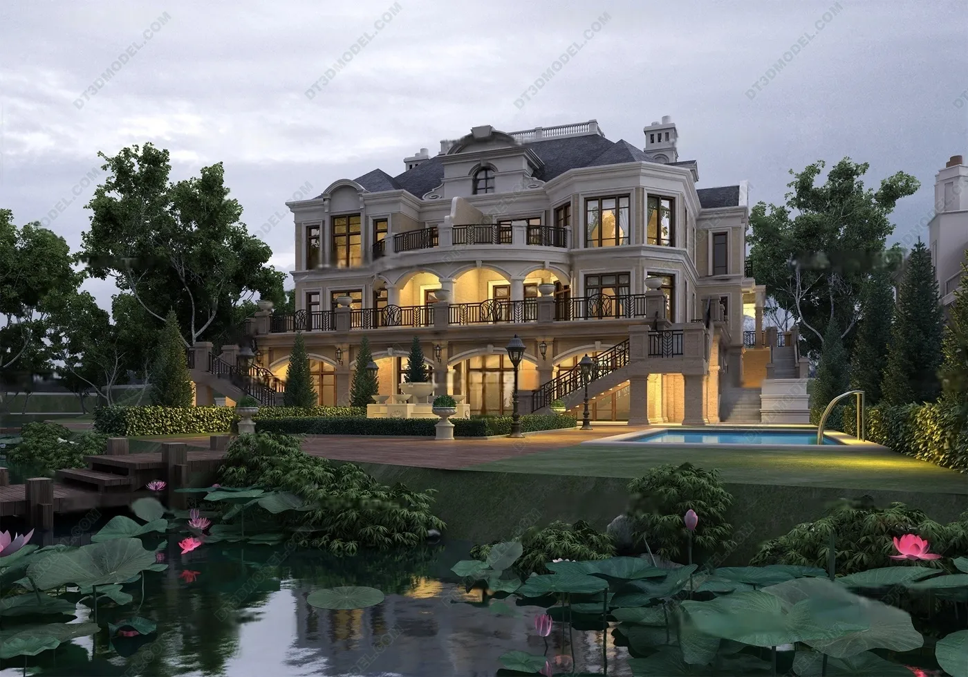 Europe Style Villa 3D Model – 3D Blocks – 065 – VRAY