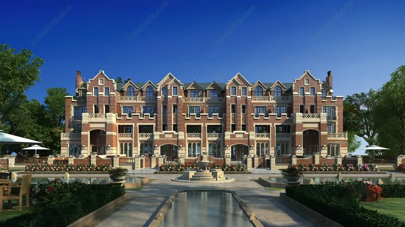 Europe Style Villa 3D Model – 3D Blocks – 068 – VRAY