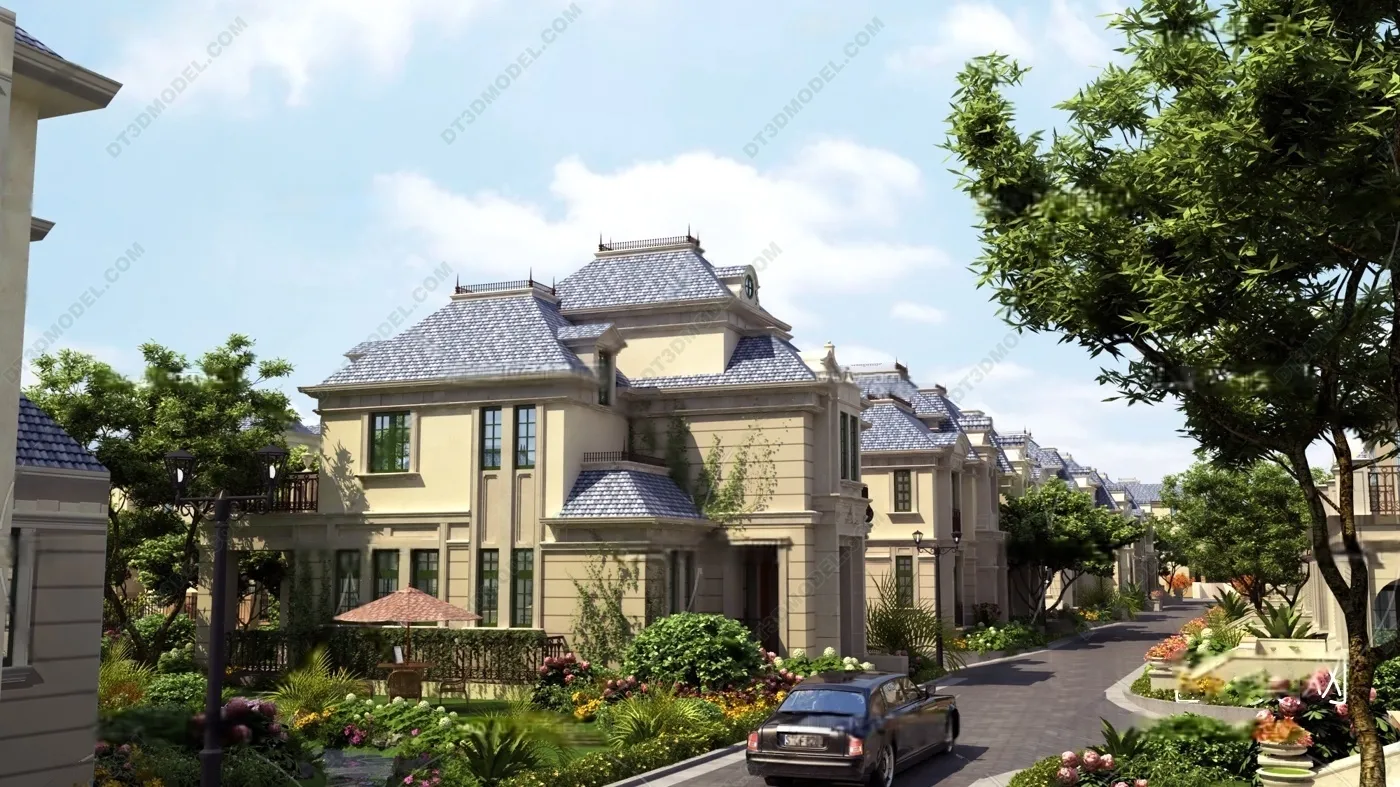 Europe Style Villa 3D Model – 3D Blocks – 071 – VRAY