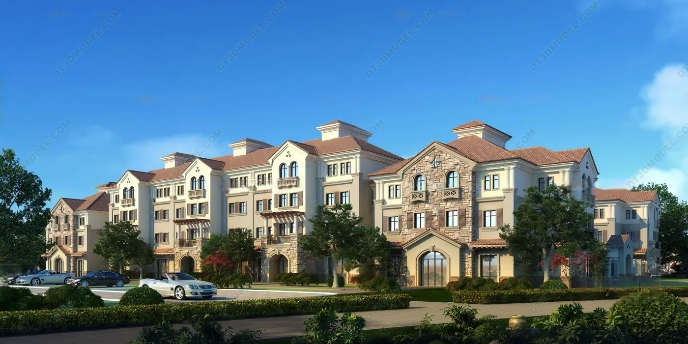 Europe Style Villa 3D Model – 3D Blocks – 072 – VRAY