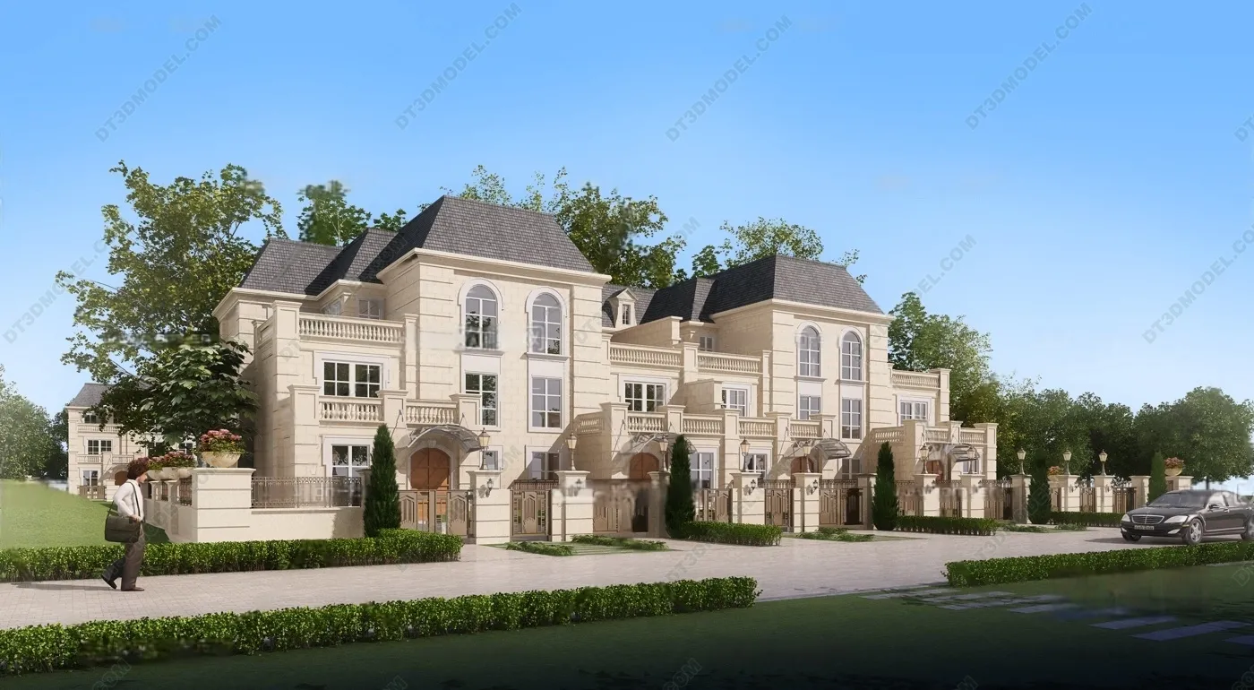 Europe Style Villa 3D Model – 3D Blocks – 077 – VRAY