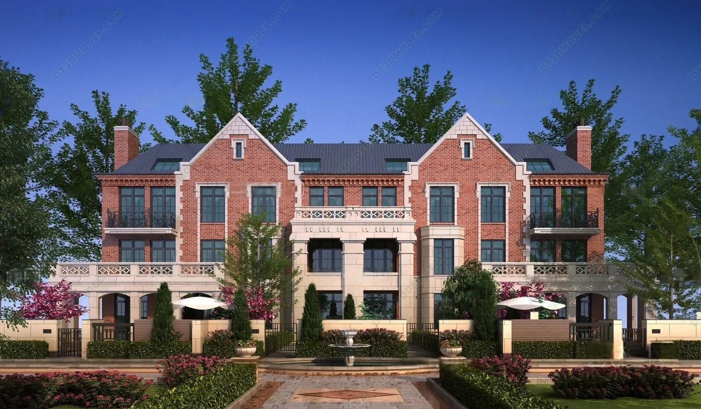 Europe Style Villa 3D Model – 3D Blocks – 078 – VRAY