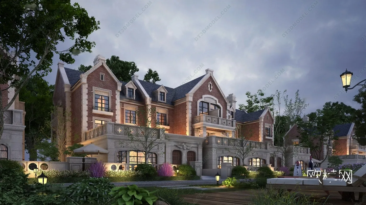 Europe Style Villa 3D Model – 3D Blocks – 079 – VRAY