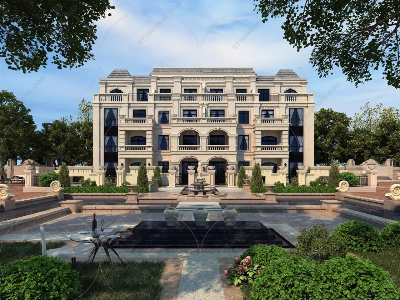 Europe Style Villa 3D Model – 3D Blocks – 080 – VRAY