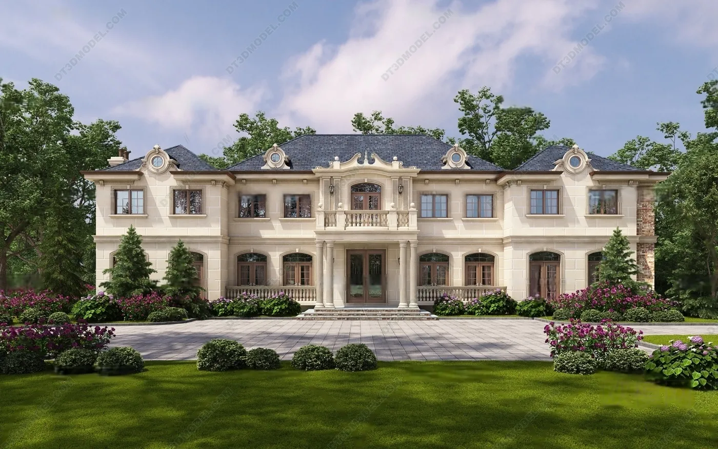 Europe Style Villa 3D Model – 3D Blocks – 084 – VRAY