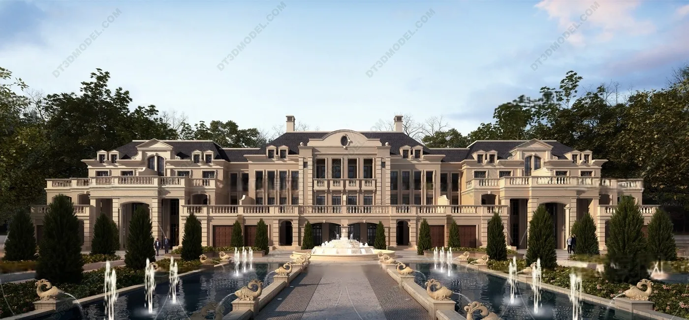 Europe Style Villa 3D Model – 3D Blocks – 085 – VRAY