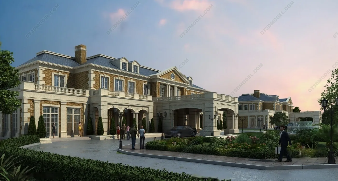 Europe Style Villa 3D Model – 3D Blocks – 086 – VRAY
