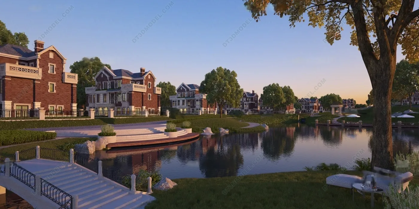 Europe Style Villa 3D Model – 3D Blocks – 088 – VRAY