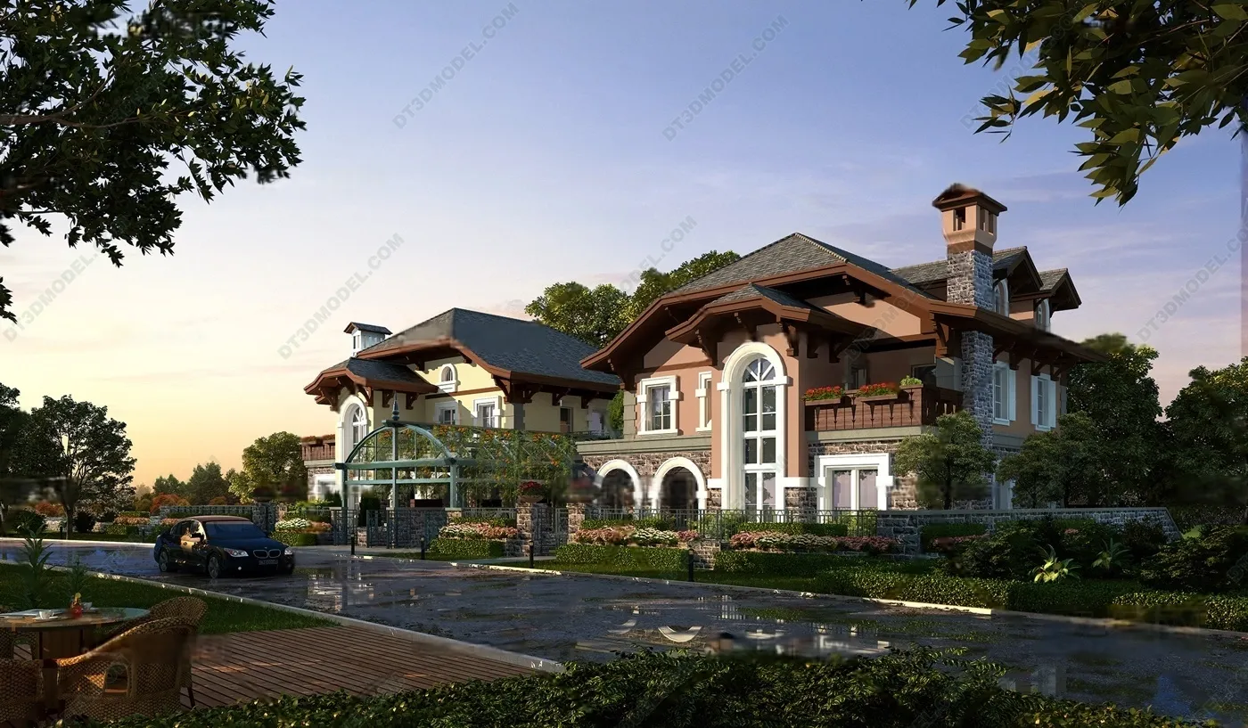 Europe Style Villa 3D Model – 3D Blocks – 089 – VRAY