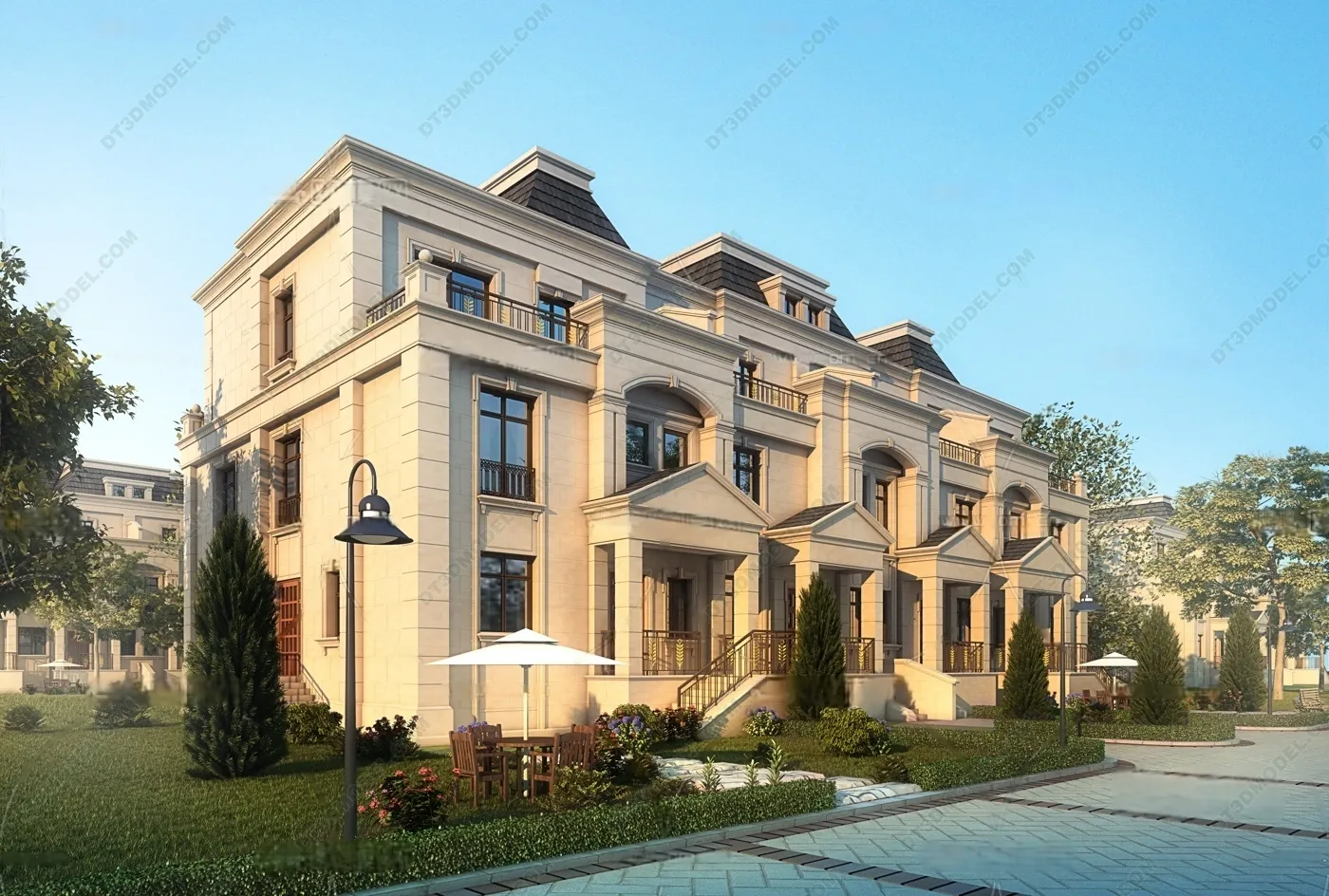Europe Style Villa 3D Model – 3D Blocks – 091 – VRAY