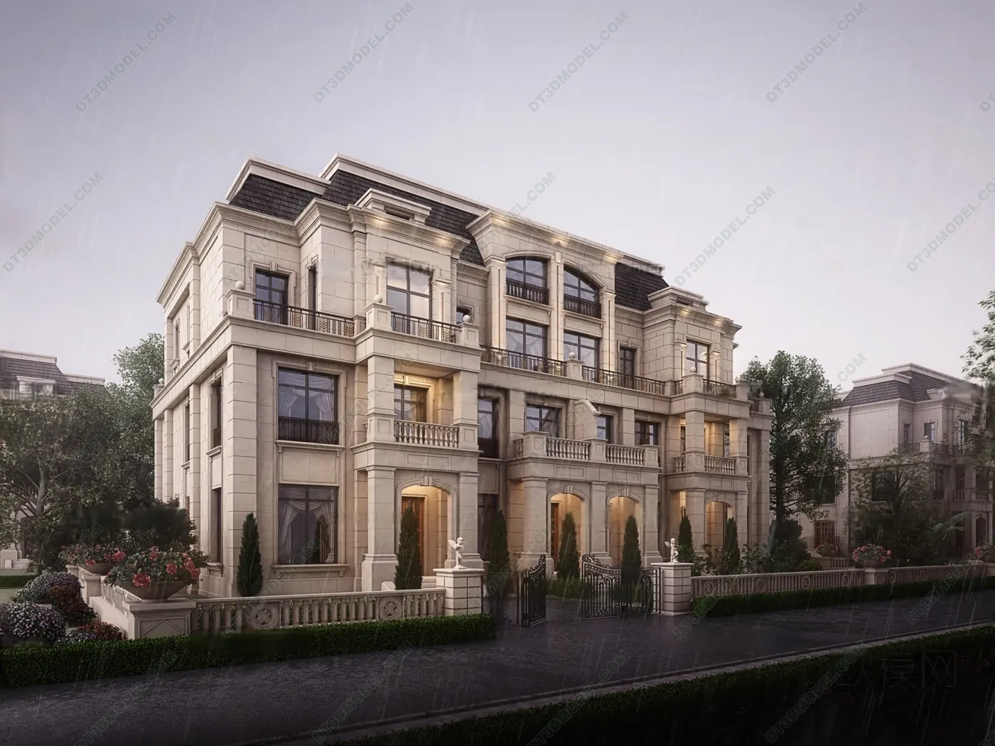 Europe Style Villa 3D Model – 3D Blocks – 092 – VRAY