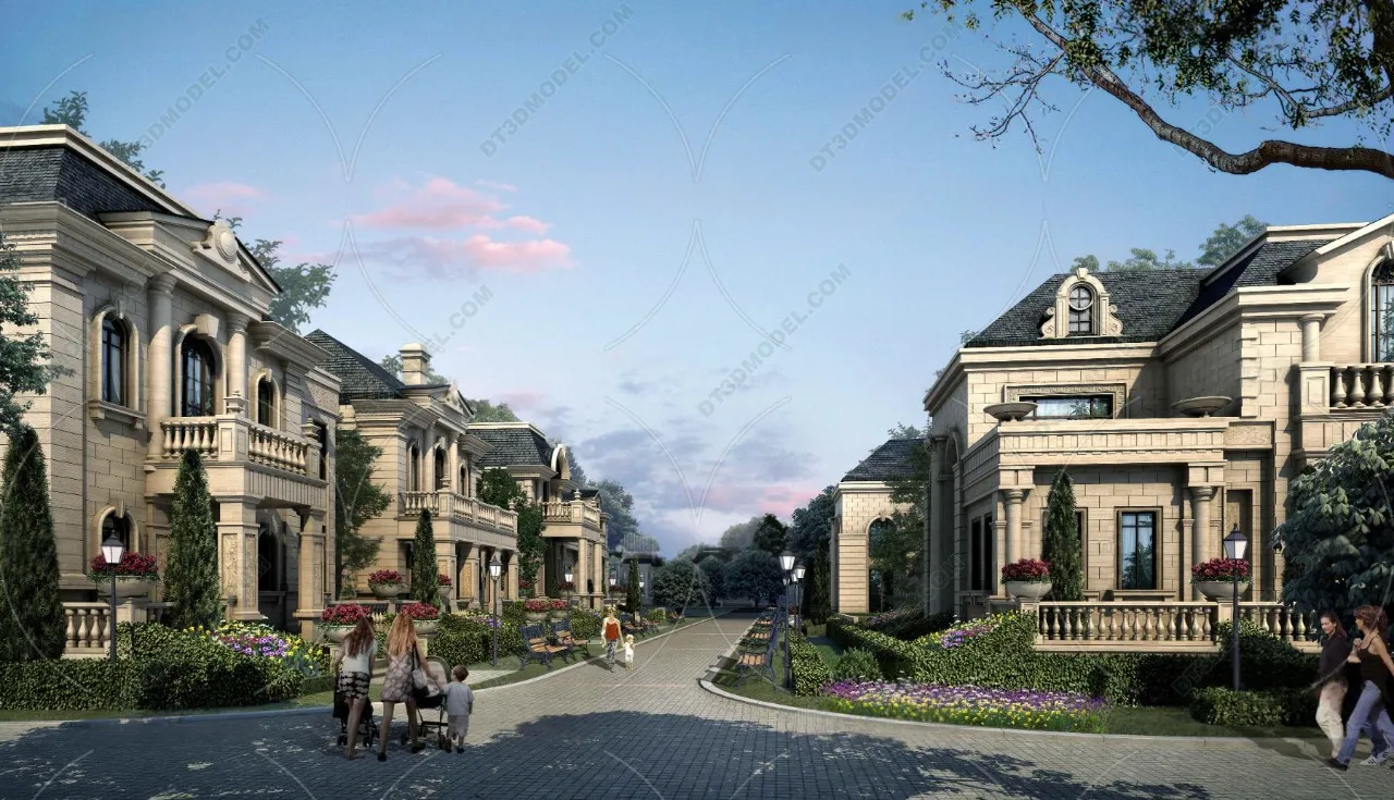 Europe Style Villa 3D Model – 3D Blocks – 097 – VRAY