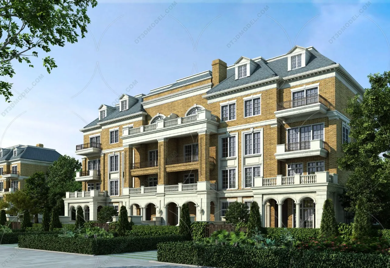 Europe Style Villa 3D Model – 3D Blocks – 099 – VRAY