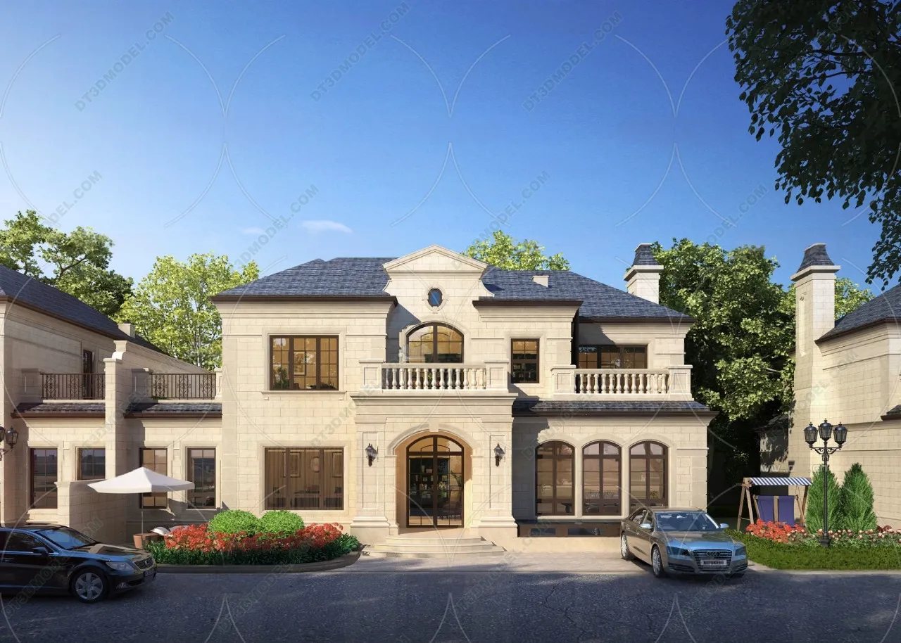 Europe Style Villa 3D Model – 3D Blocks – 102 – VRAY