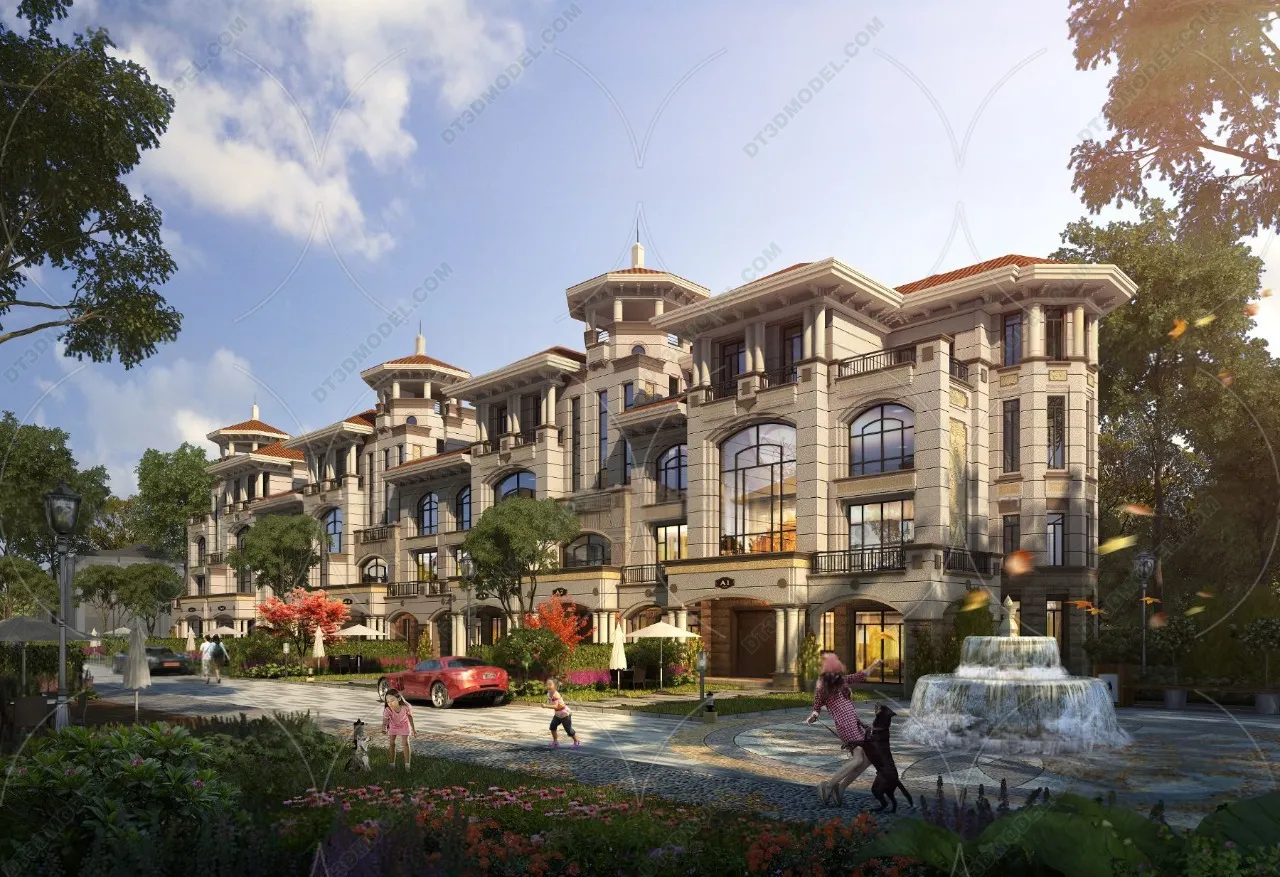 Europe Style Villa 3D Model – 3D Blocks – 104 – VRAY