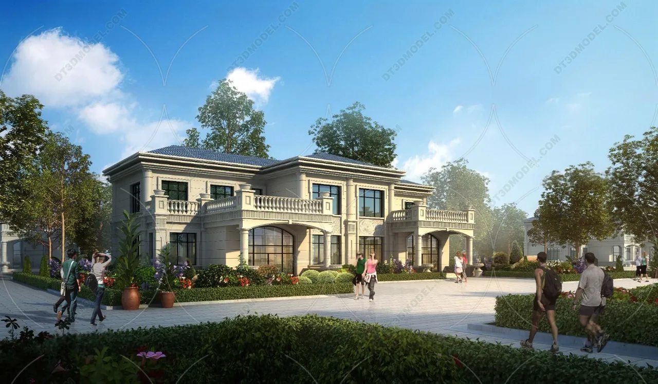 Europe Style Villa 3D Model – 3D Blocks – 106 – VRAY