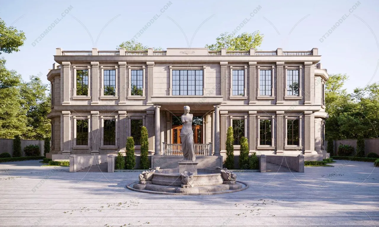 Europe Style Villa 3D Model – 3D Blocks – 107 – CORONA