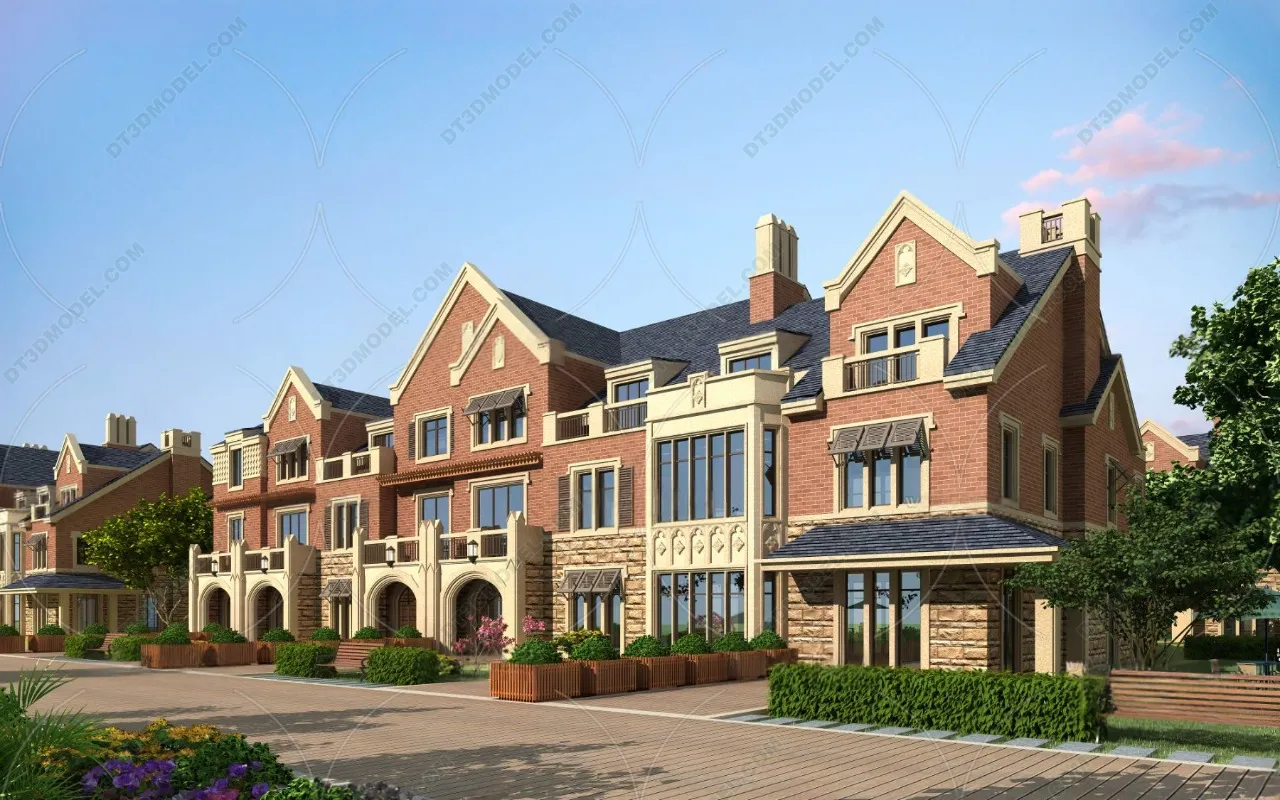 Europe Style Villa 3D Model – 3D Blocks – 108 – VRAY