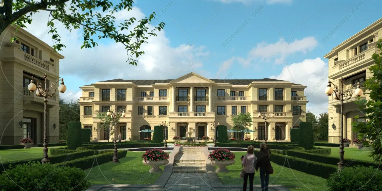 Europe Style Villa 3D Model – 3D Blocks – 110 – VRAY