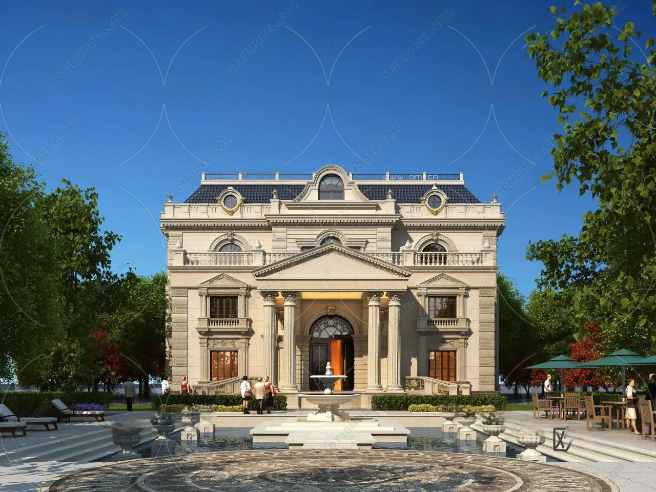 Europe Style Villa 3D Model – 3D Blocks – 111 – VRAY