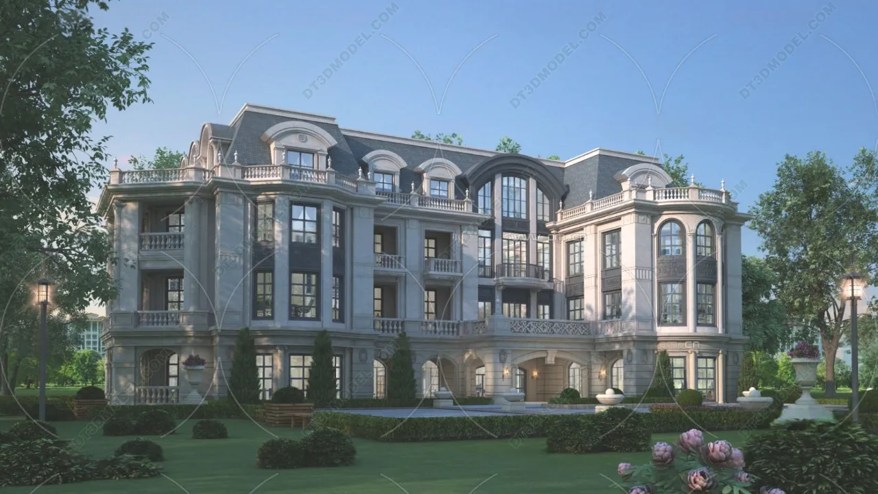 Europe Style Villa 3D Model – 3D Blocks – 112 – VRAY