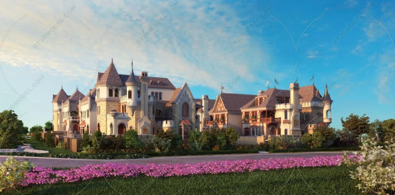 Europe Style Villa 3D Model – 3D Blocks – 117 – VRAY