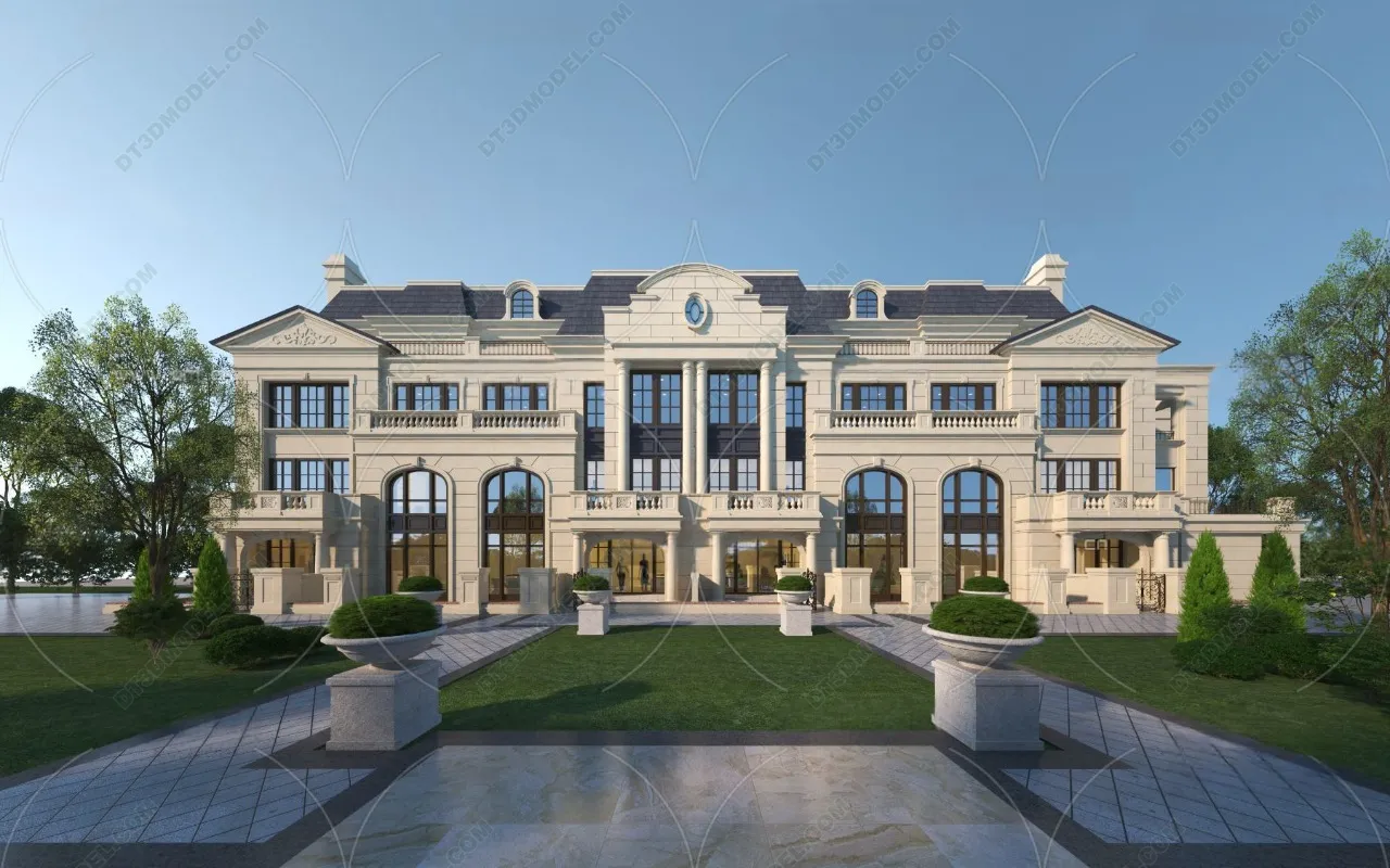 Europe Style Villa 3D Model – 3D Blocks – 118 – VRAY