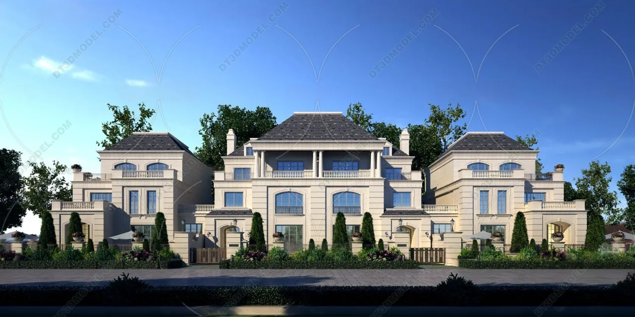 Europe Style Villa 3D Model – 3D Blocks – 121 – VRAY