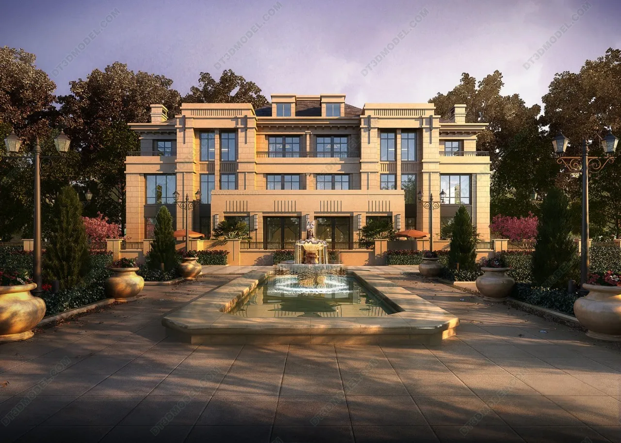 Europe Style Villa 3D Model – 3D Blocks – 123 – VRAY