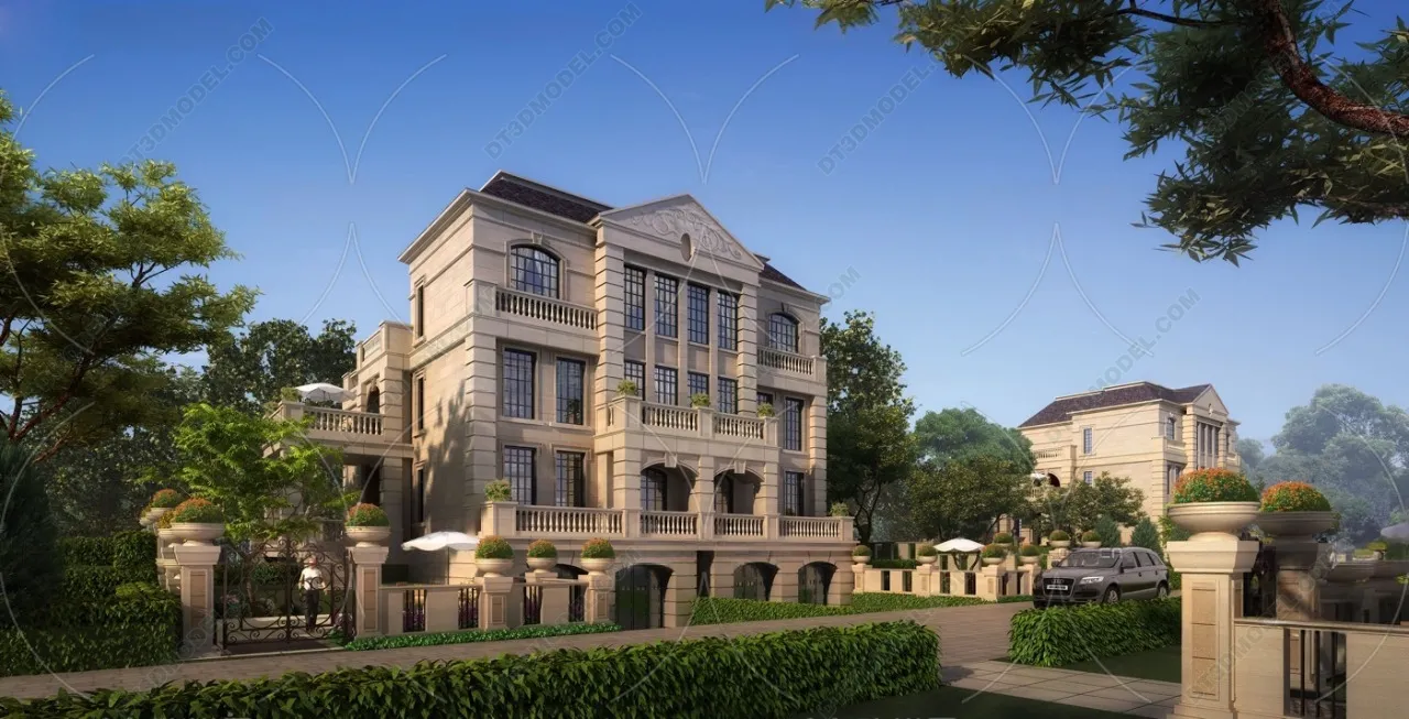 Europe Style Villa 3D Model – 3D Blocks – 126 – VRAY